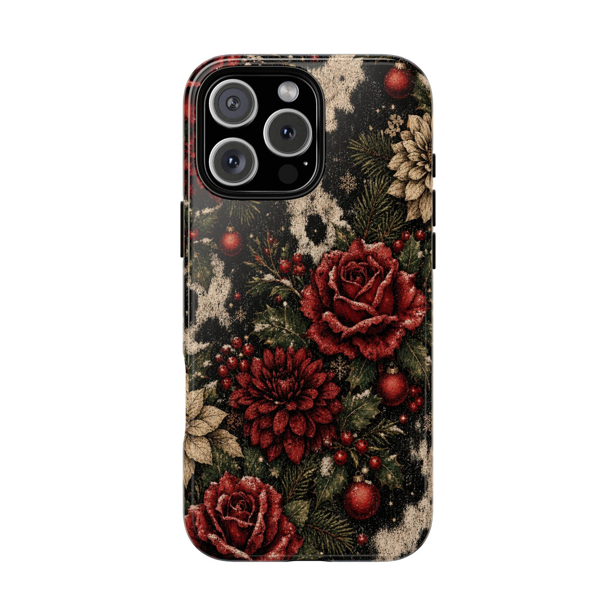 Cowhide Christmas Roses Tough Case