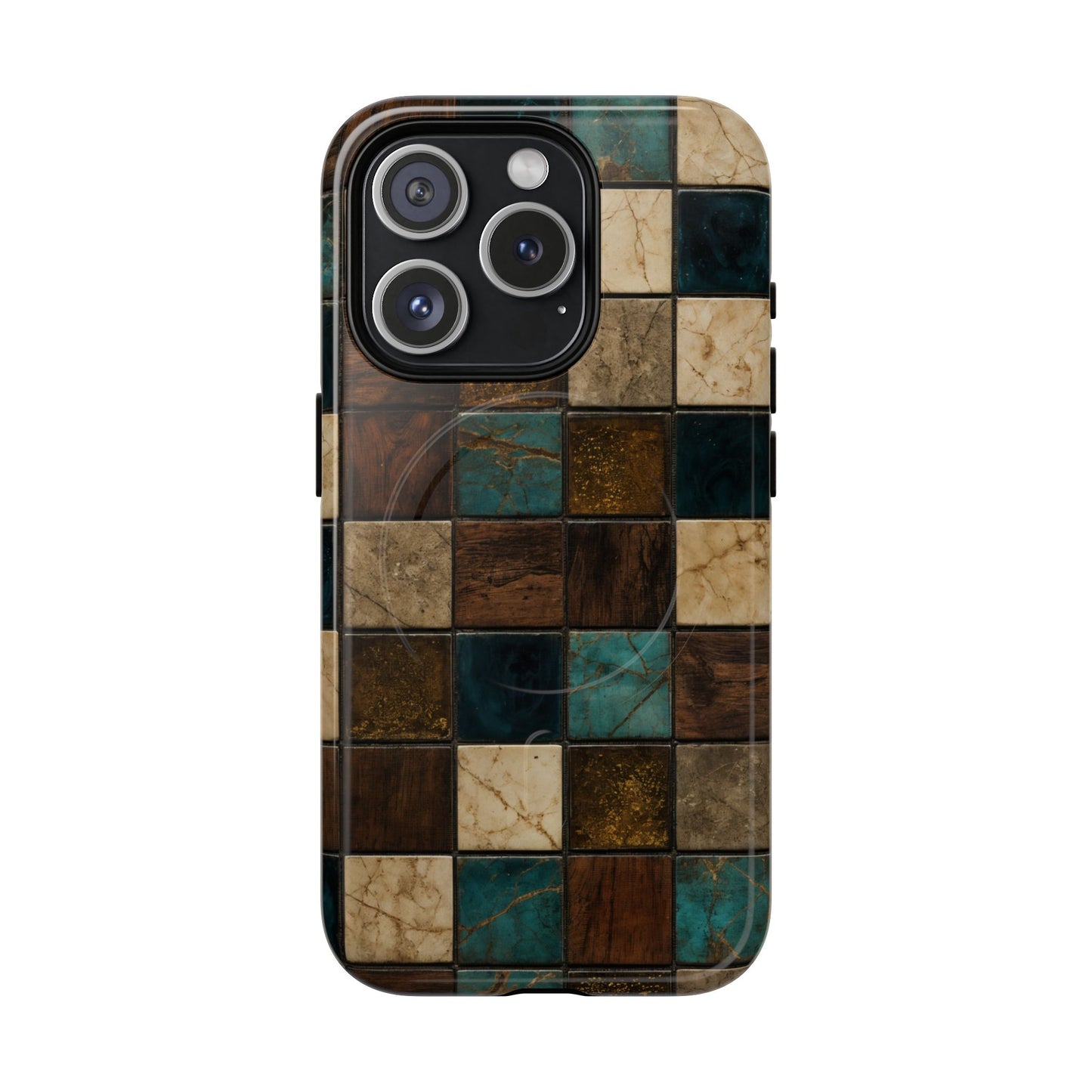 Teal Walnut Tile Magnetic Case