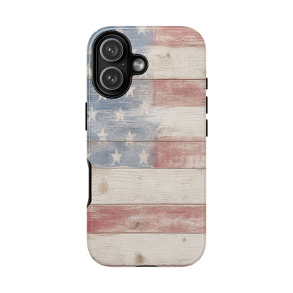 White Wood Flag Tough Case