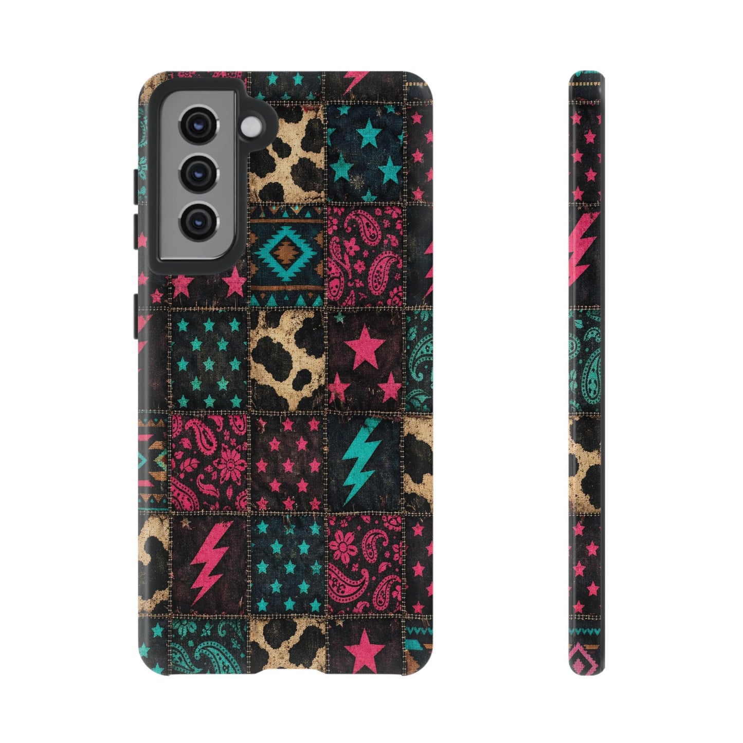 Neon Cowhide Patchwork Tough Case