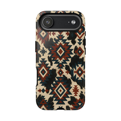 Rust Aztec + Cowhide Tough Phone Case