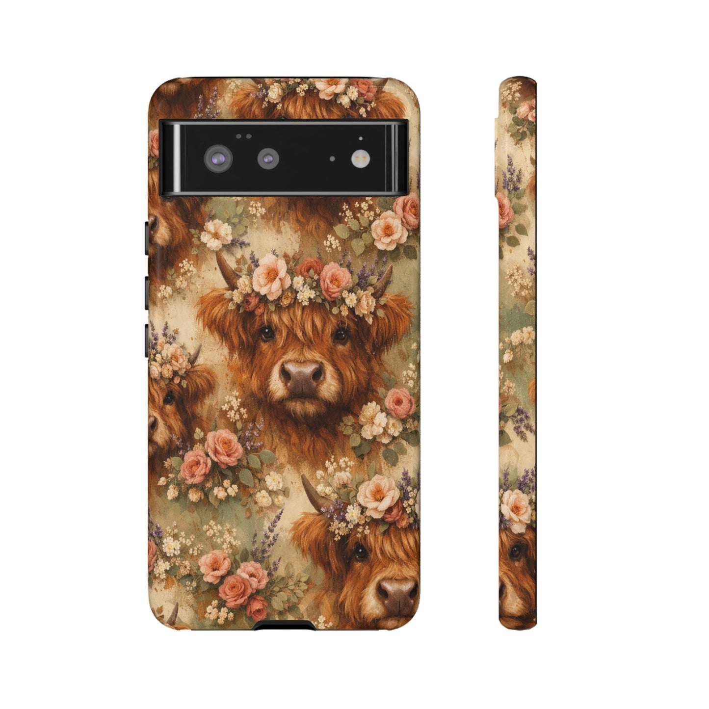 Floral Highland Cow Tough Case