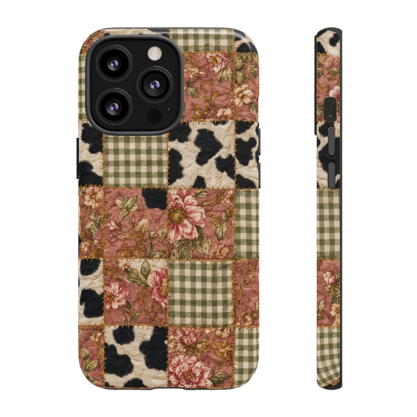 Cowhide Floral Quilt Tough Case
