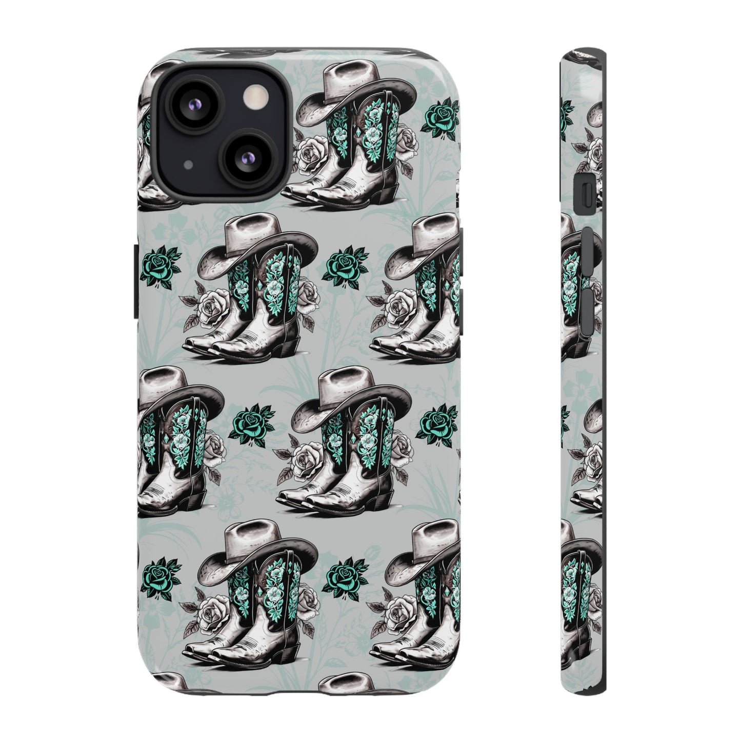 Teal Floral Boots Tough Case