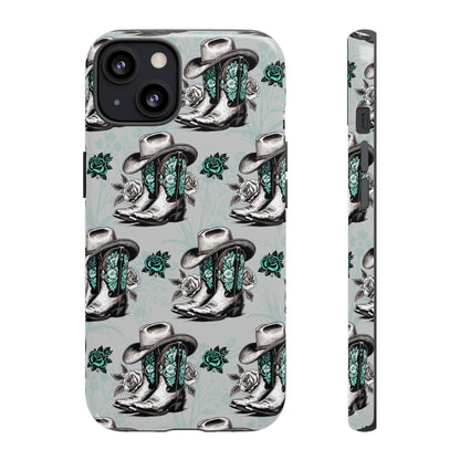 Teal Floral Boots Tough Case