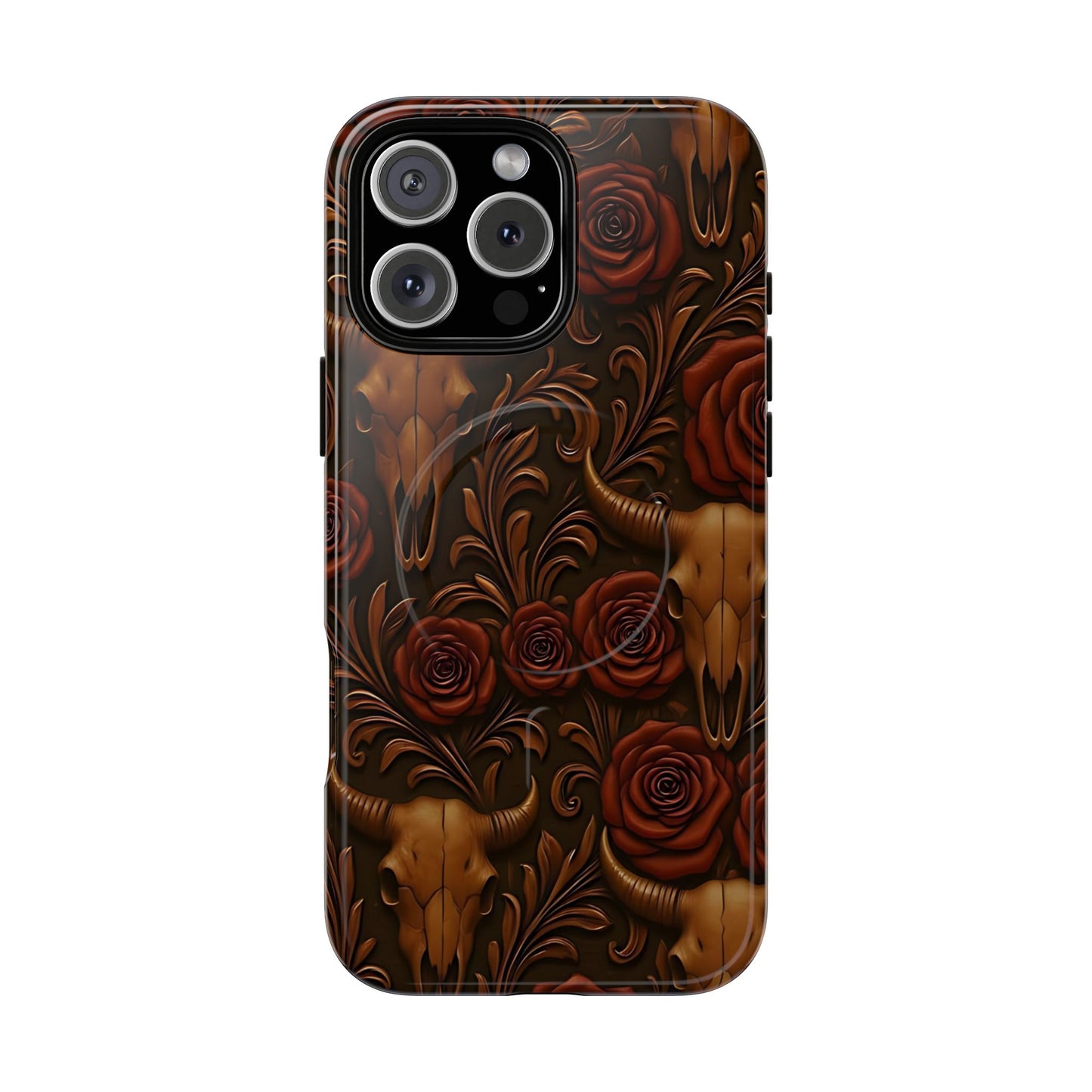 Bull Skull Cowgirl Rose Magnetic Case
