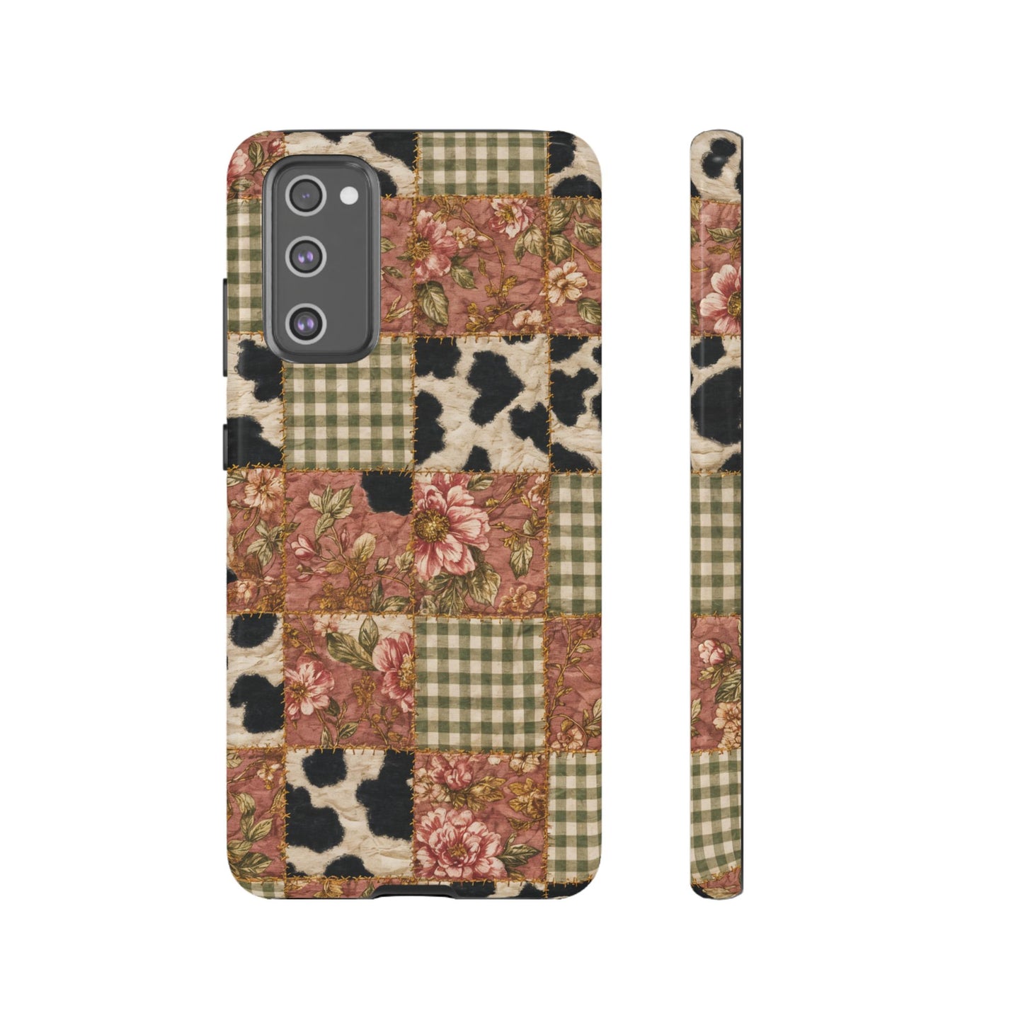 Cowhide Floral Quilt Tough Case