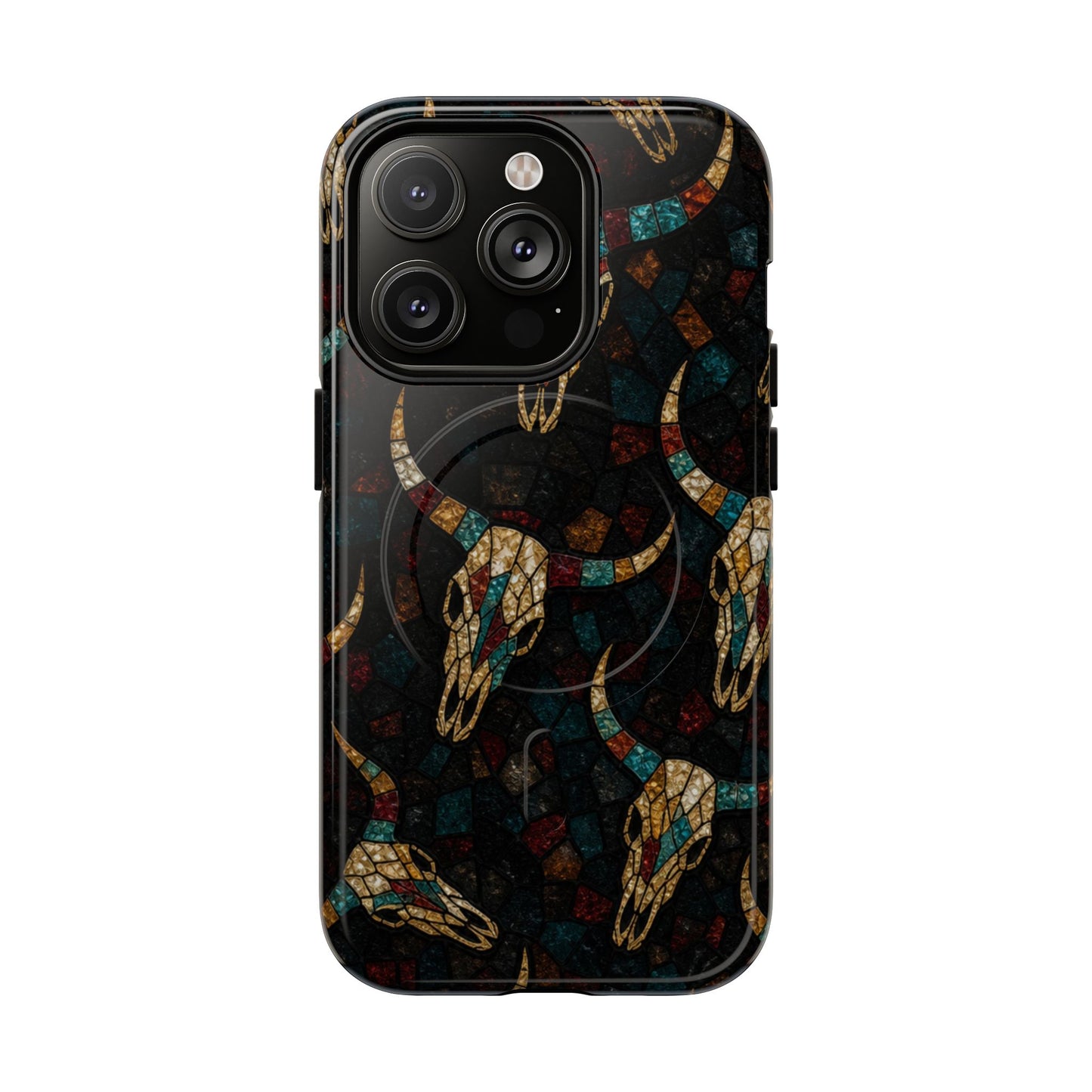 Stained Bull Skull Magnetic Case