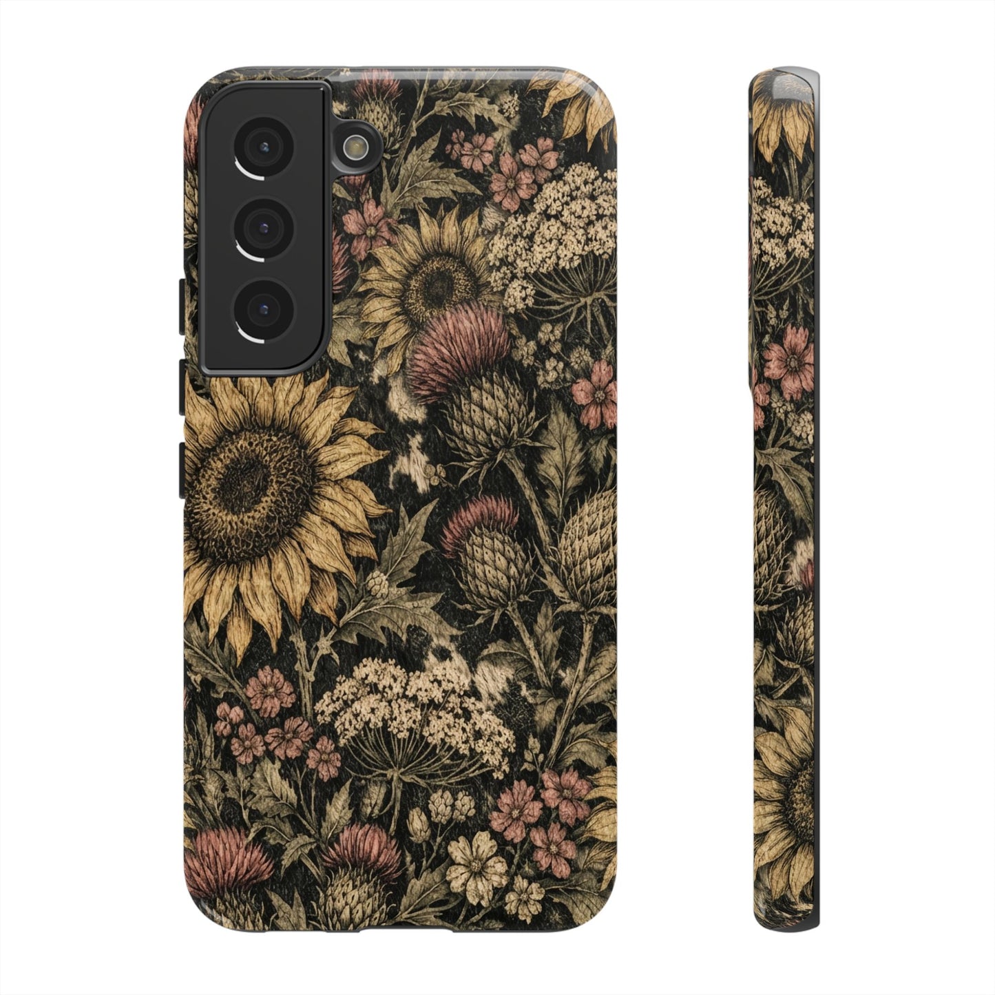 Cowhide Sunflower Thistles Tough Case