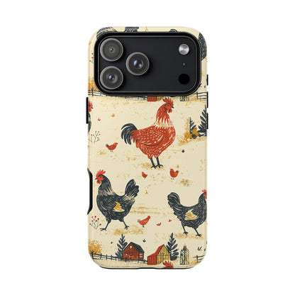Red Black Chickens Tough Phone Case