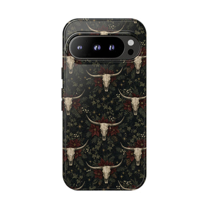 Midnight Skull Poinsettia Tough Case
