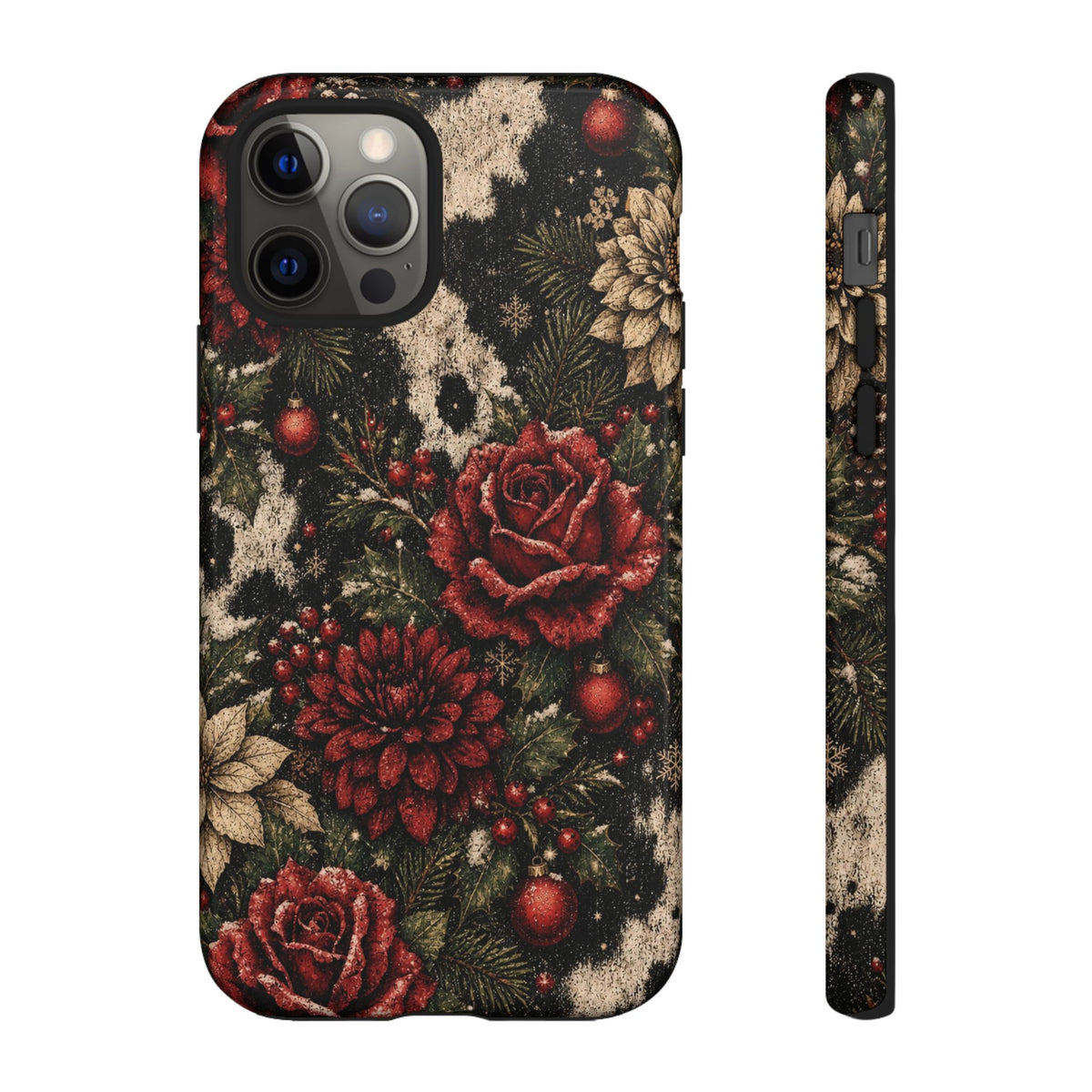 Cowhide Christmas Roses Tough Case