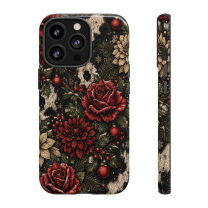 Cowhide Christmas Roses Tough Case