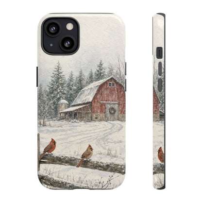 Snowy Red Barn Tough Case