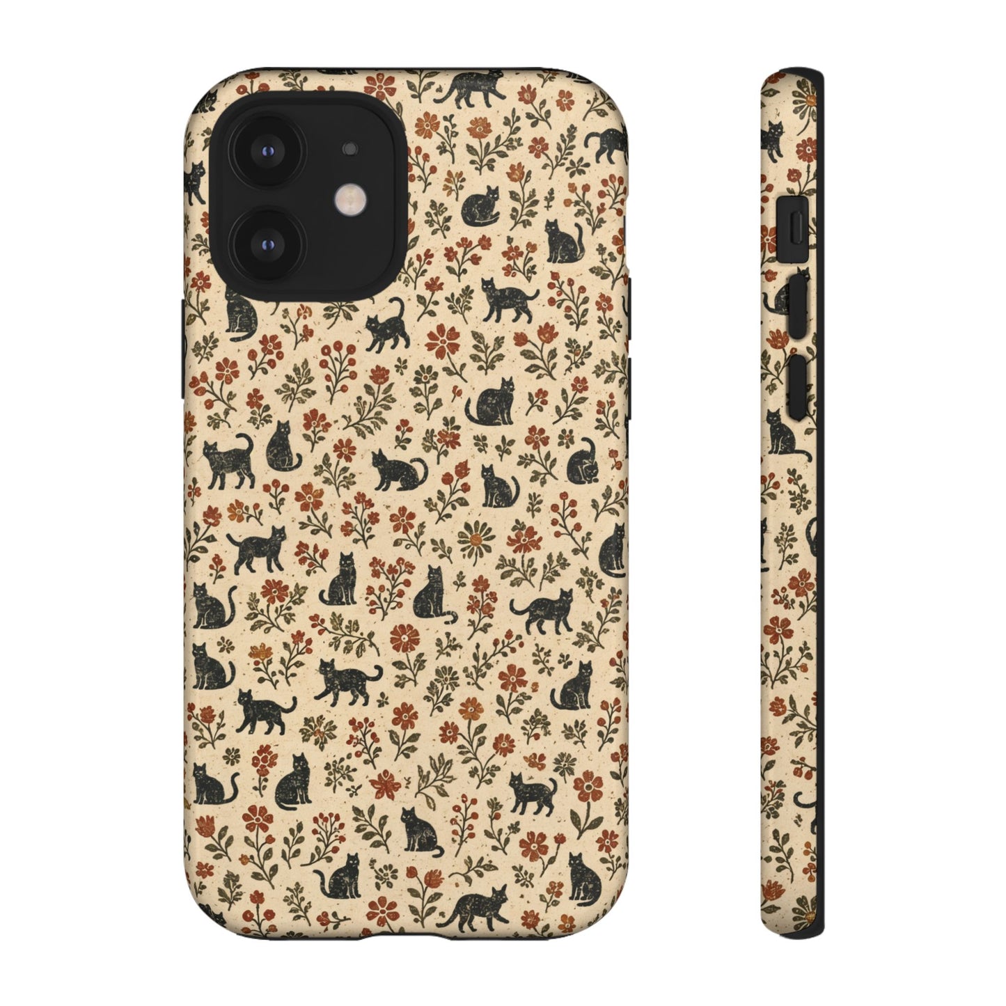 Black Cat Floral Tough Case