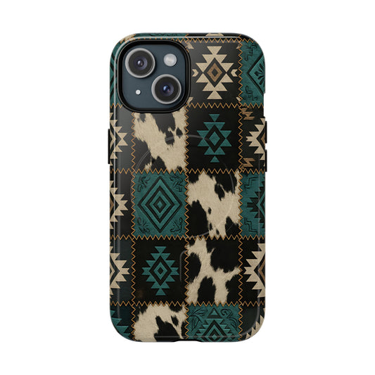 Turquiose Aztec Patchwork Magnetic Case