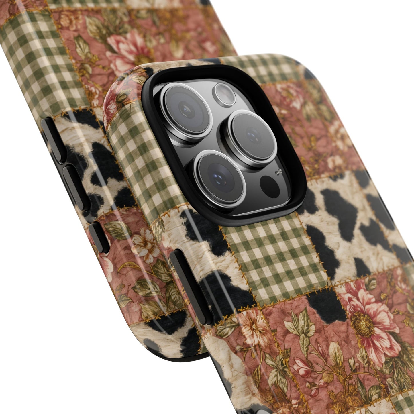 Cowhide Floral Quilt Tough Case