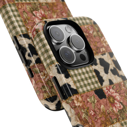 Cowhide Floral Quilt Tough Case