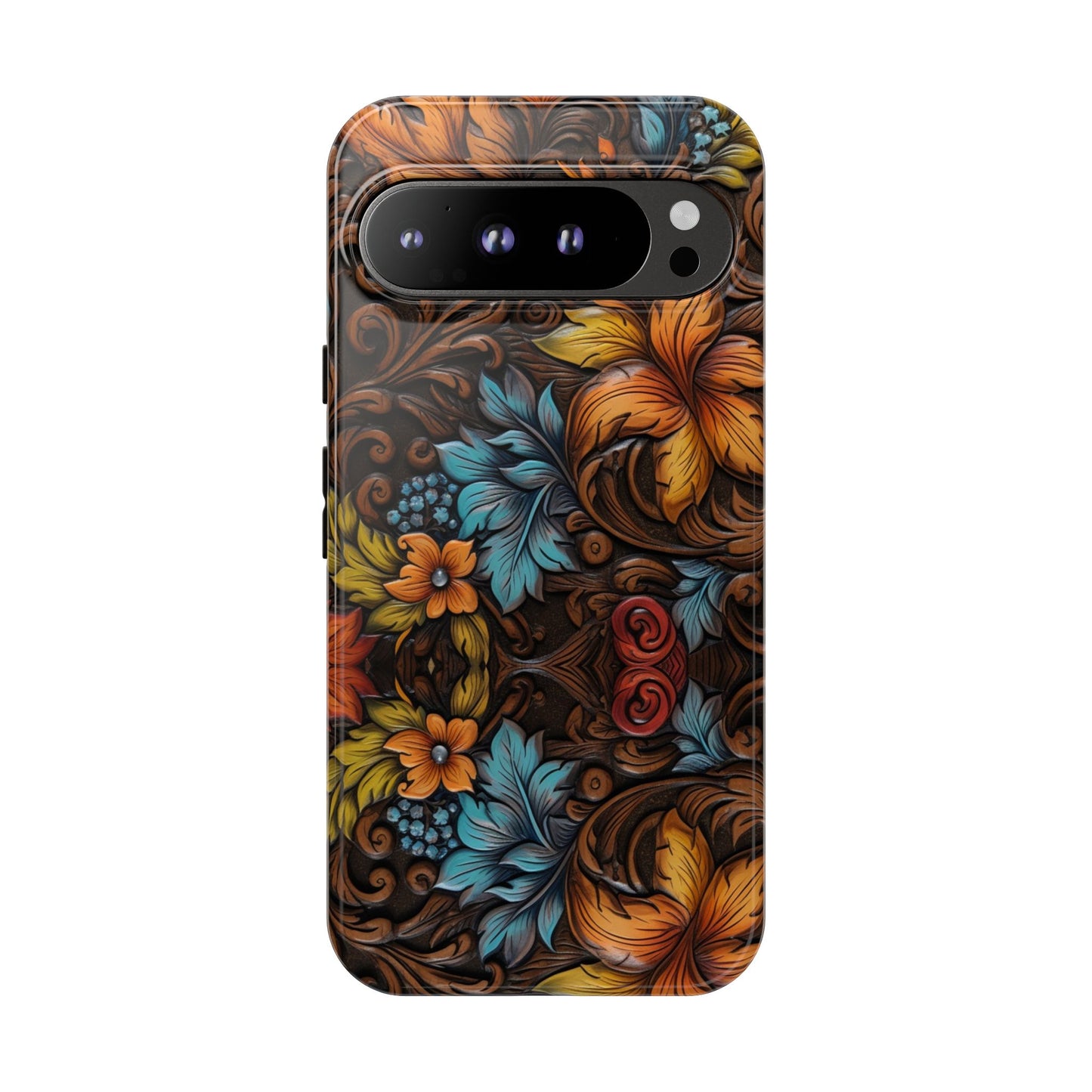 Floral Wood-Print Tough Phone Case