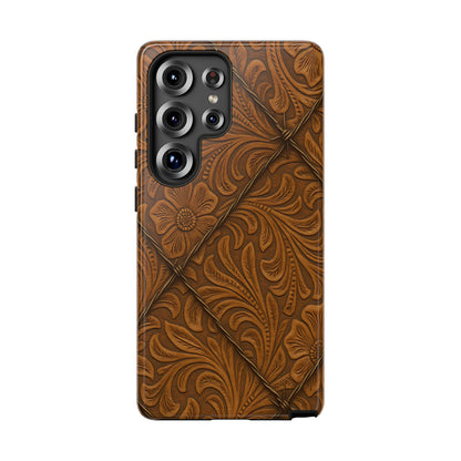 Faux Tooled Tan Barbed Wire Tough Phone Case