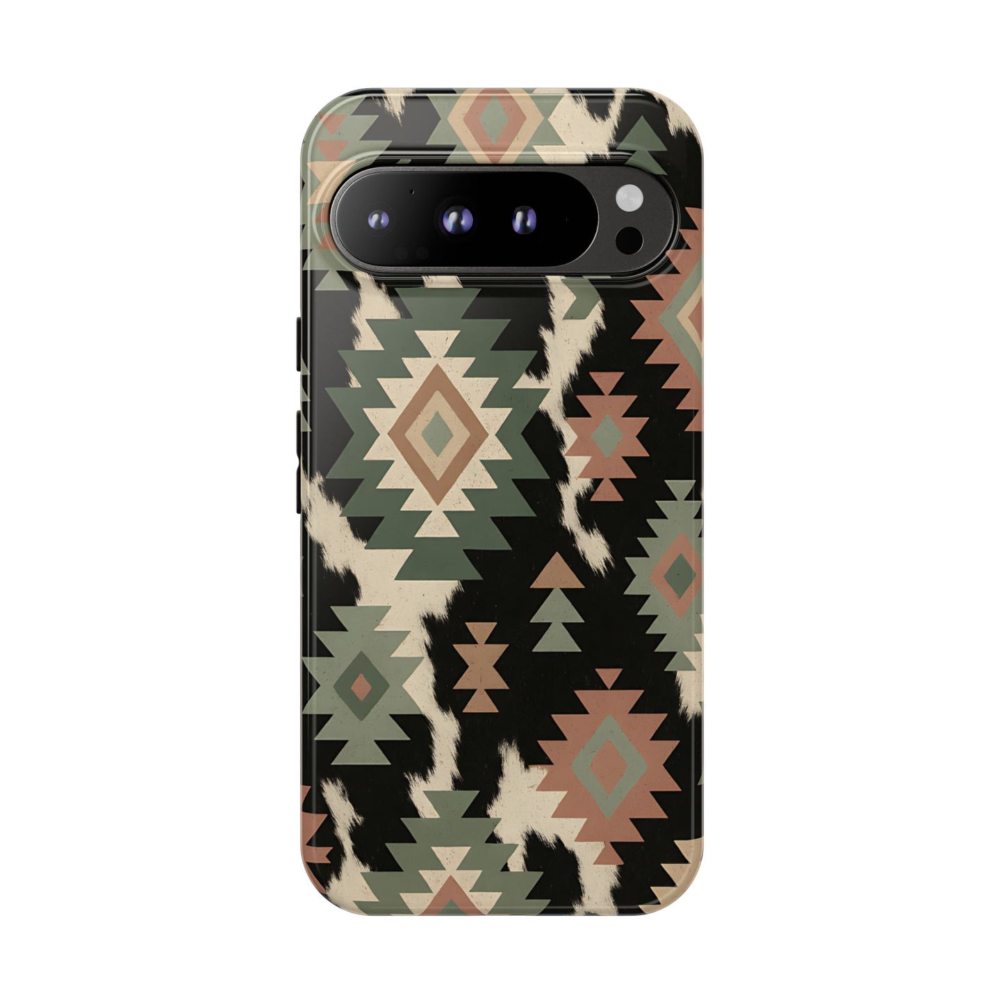 Sage Aztec + Cowhide Tough Phone Case