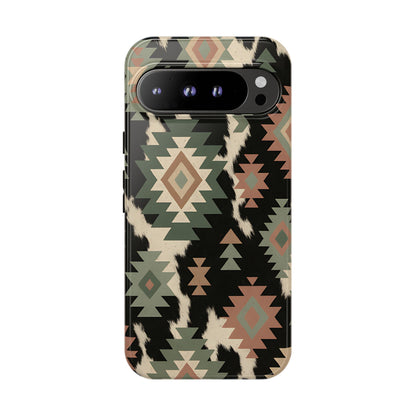 Sage Aztec + Cowhide Tough Phone Case