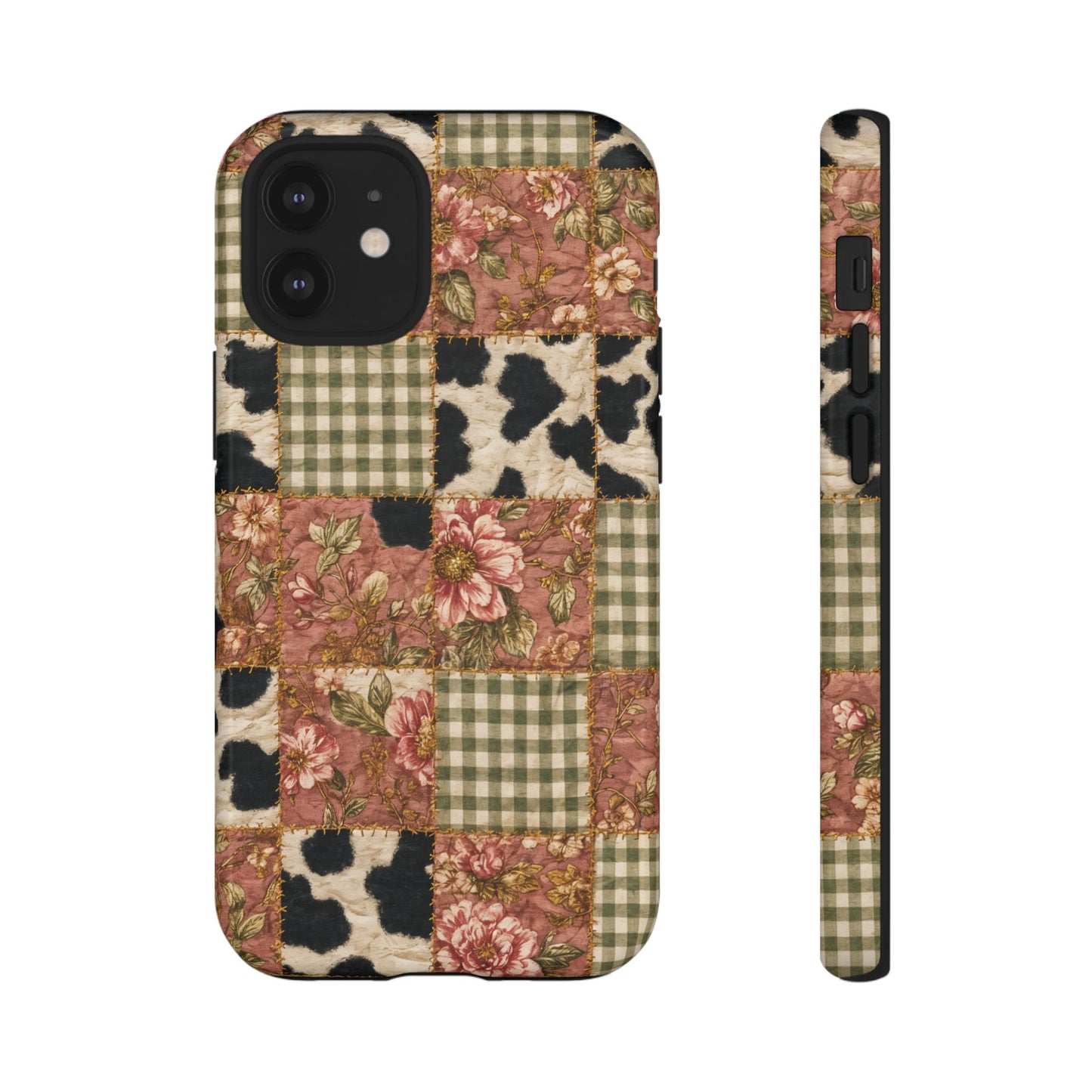 Cowhide Floral Quilt Tough Case