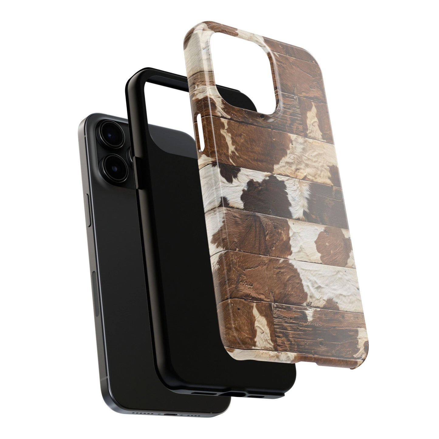 Brown Wooden Cowhide Phone Case