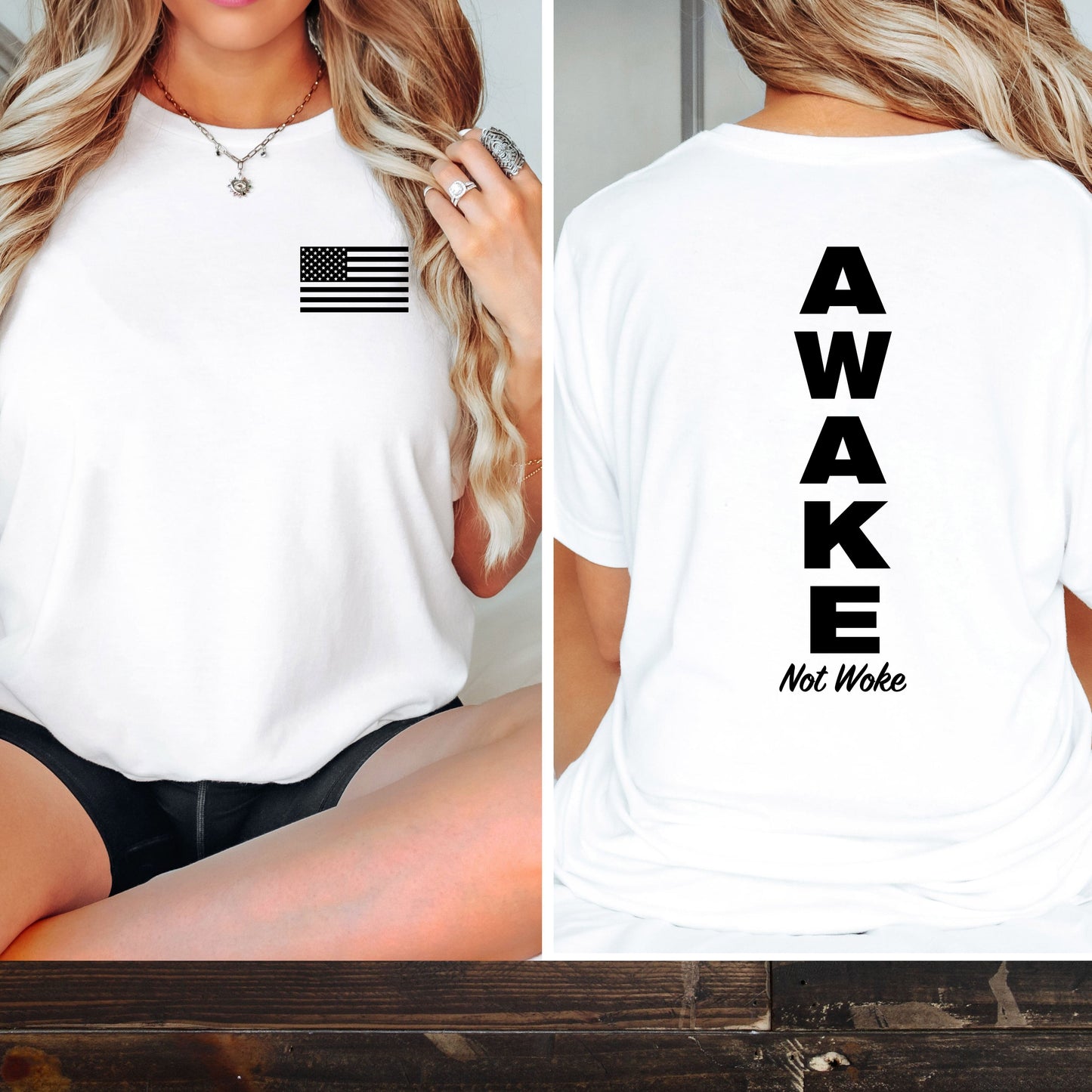 Awake Not Woke Vertical T-shirt