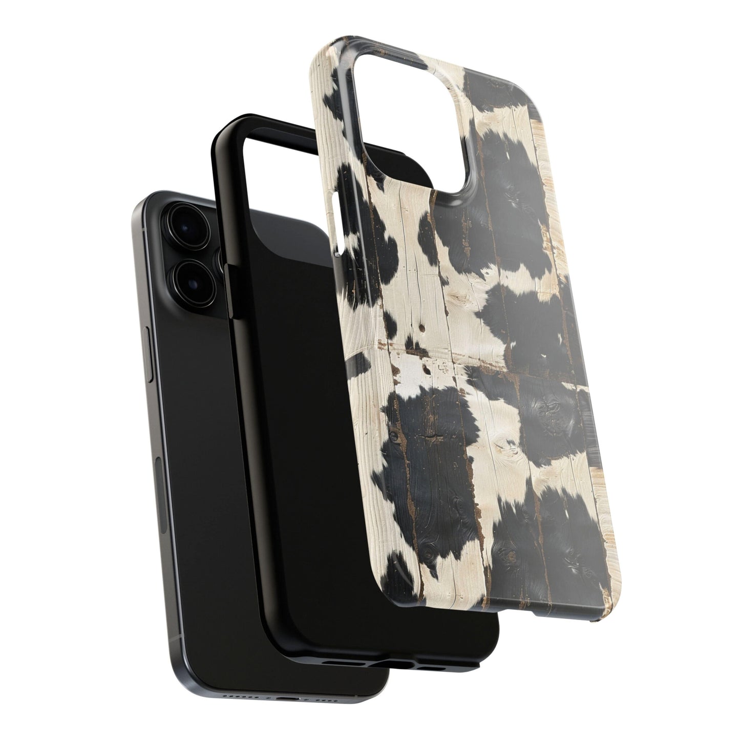 Black Wooden Cowhide Phone Case