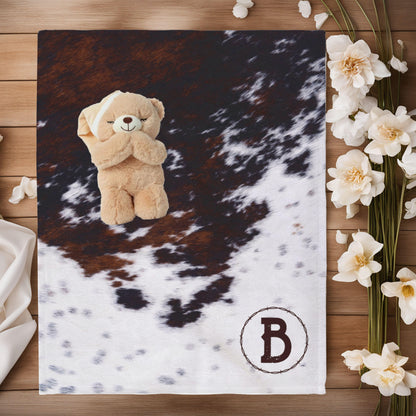 Cowhide Print Monogram Blanket