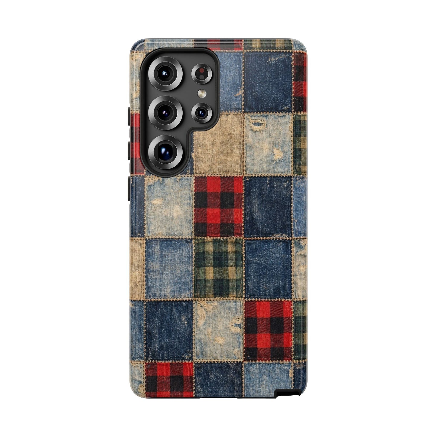 Denim Plaid Patchwork Tough Case