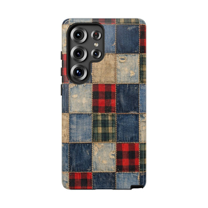Denim Plaid Patchwork Tough Case