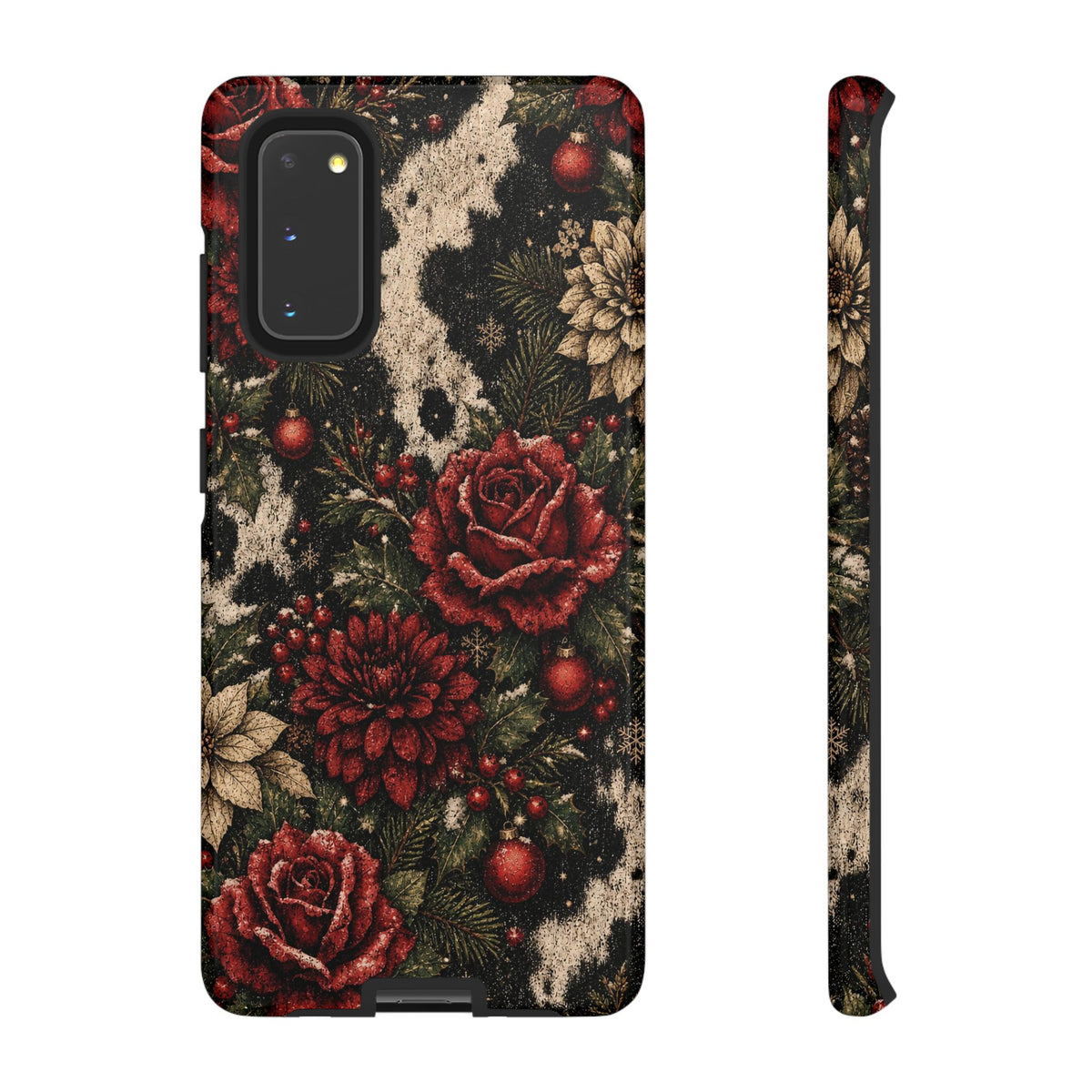 Cowhide Christmas Roses Tough Case