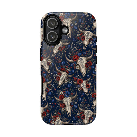 Patriotic Floral Skulls Tough Case