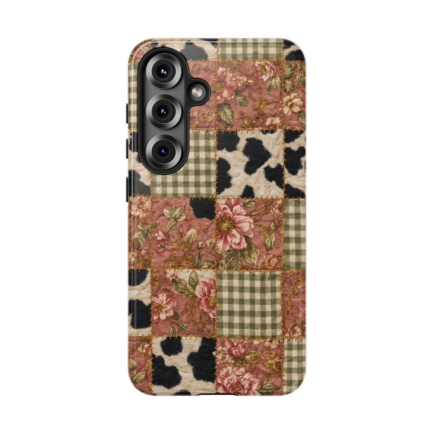 Cowhide Floral Quilt Tough Case