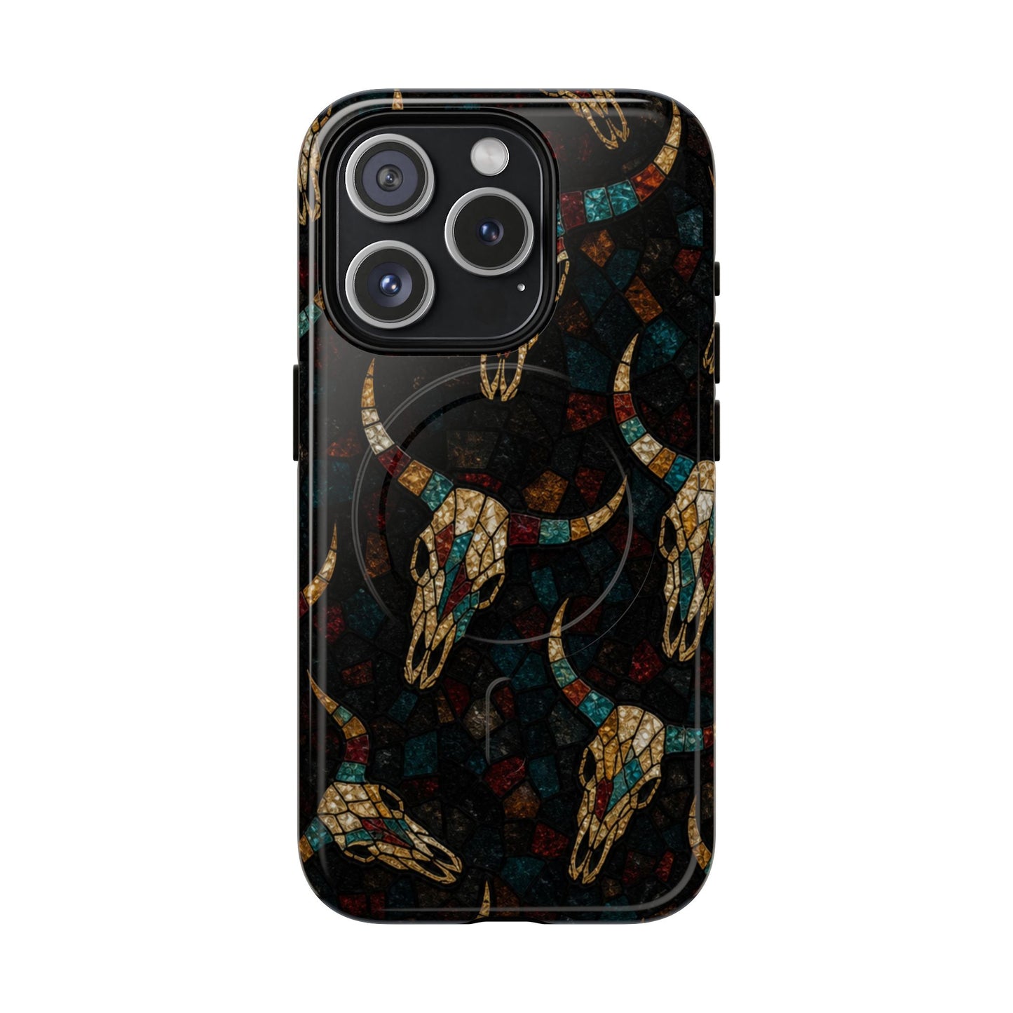 Stained Bull Skull Magnetic Case