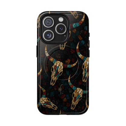 Stained Bull Skull Magnetic Case