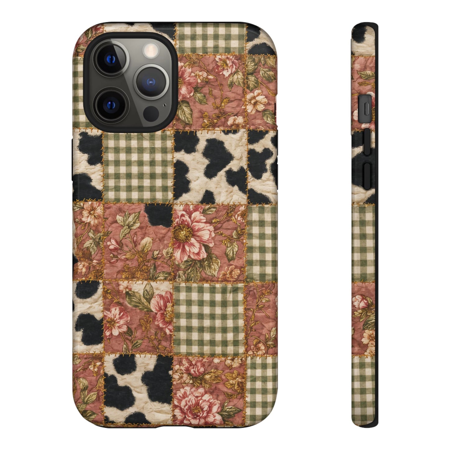 Cowhide Floral Quilt Tough Case