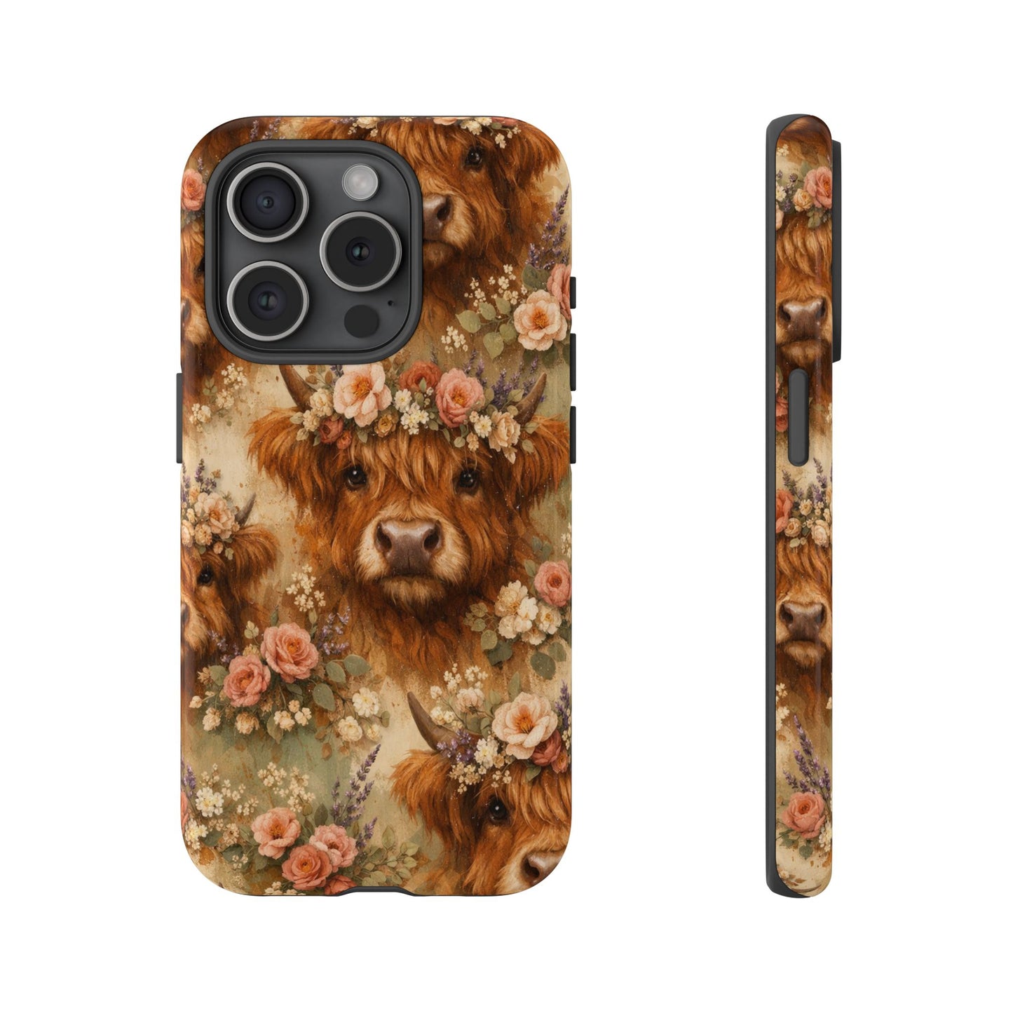 Floral Highland Cow Tough Case