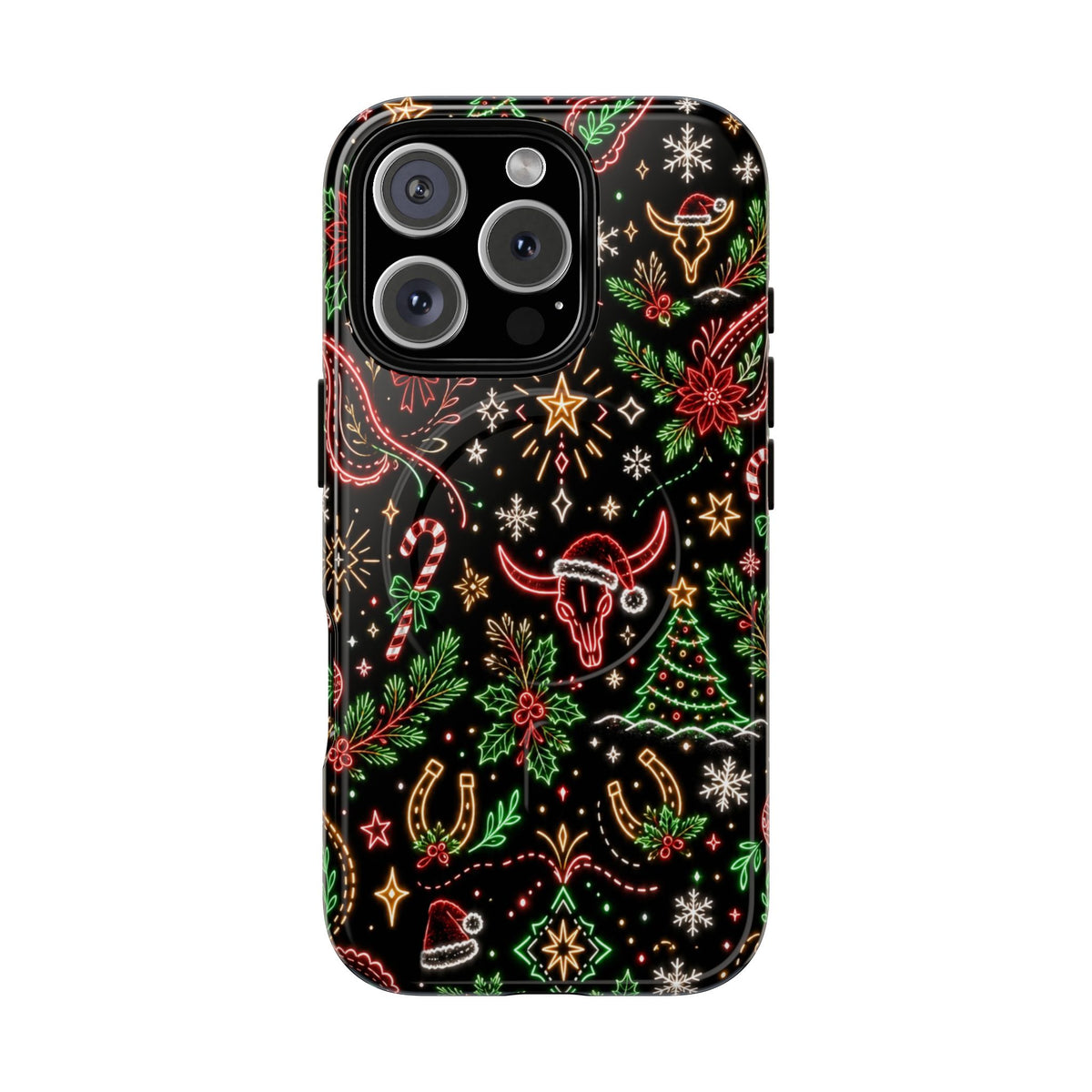 Neon Christmas Skulls Magnetic Case