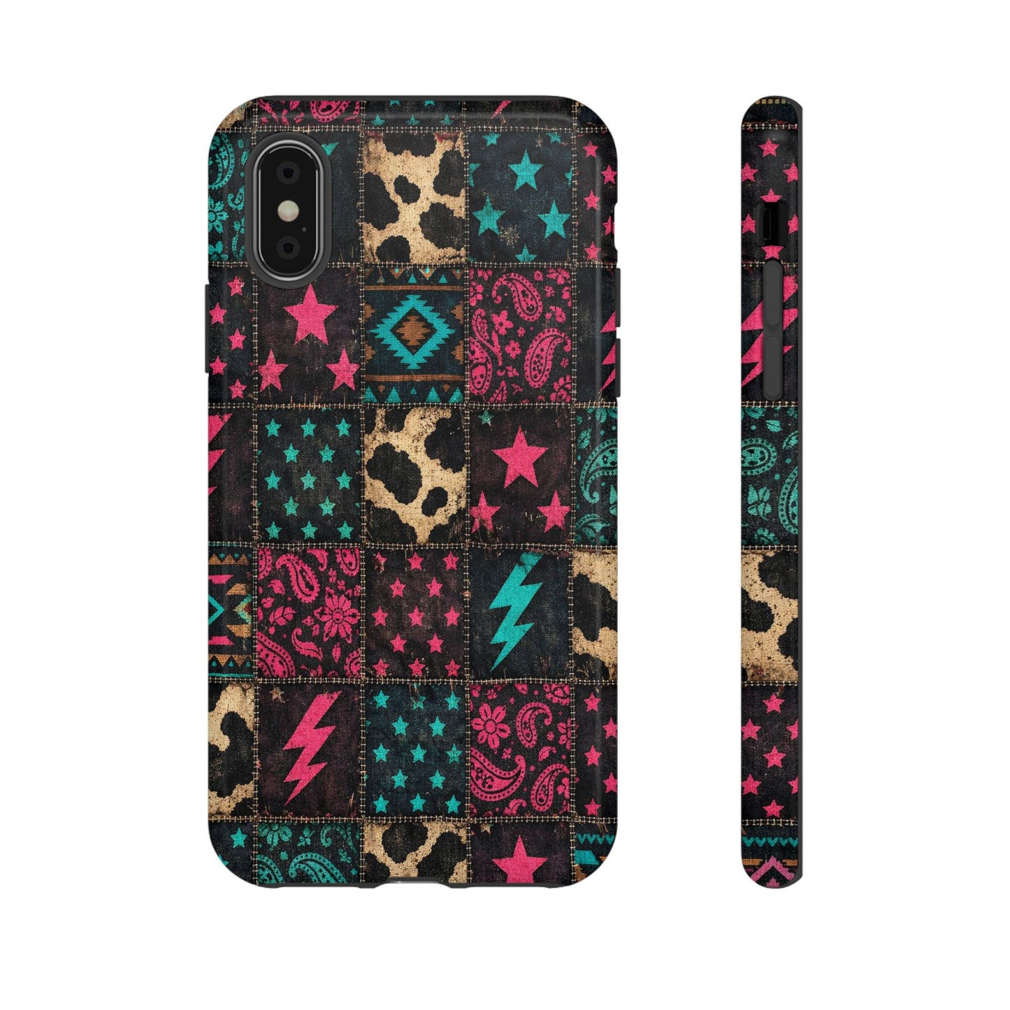 Neon Cowhide Patchwork Tough Case