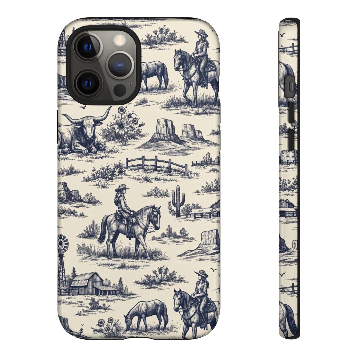 Western Toile Navy Tough Case