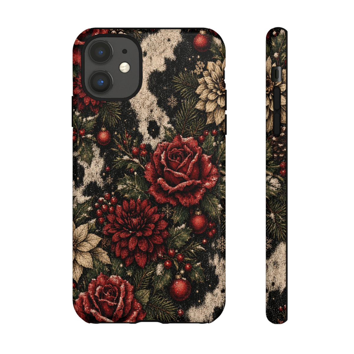 Cowhide Christmas Roses Tough Case