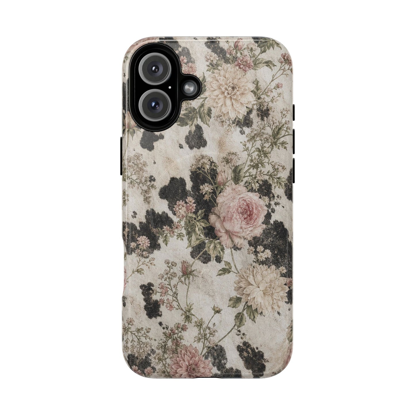Floral Cowhide Magnetic Case