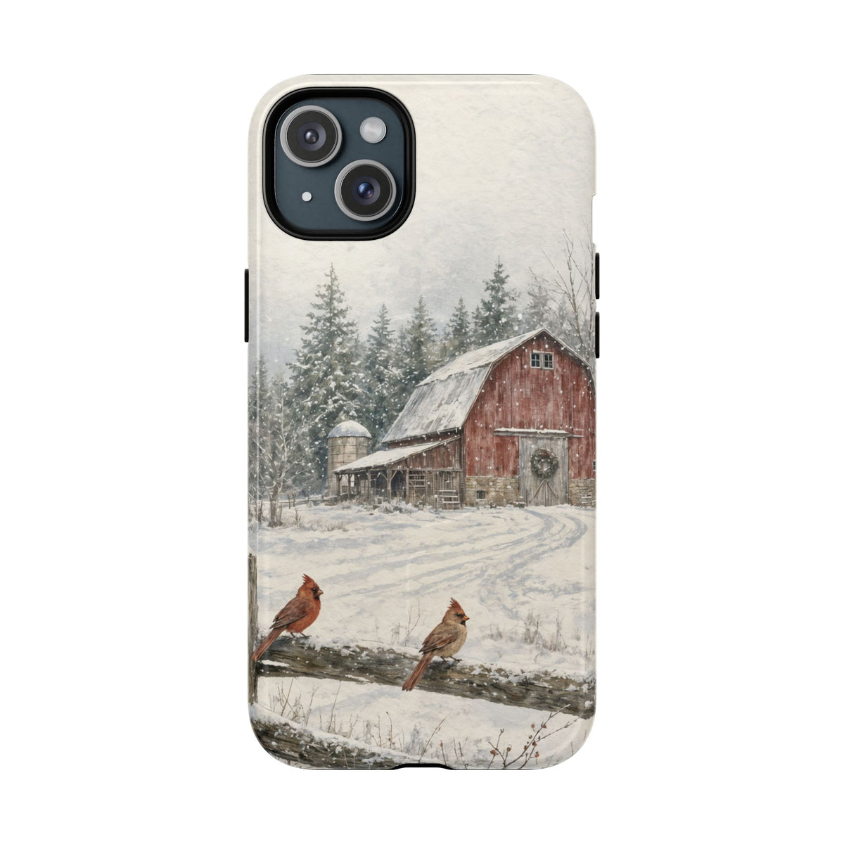 Snowy Red Barn Magnetic Case