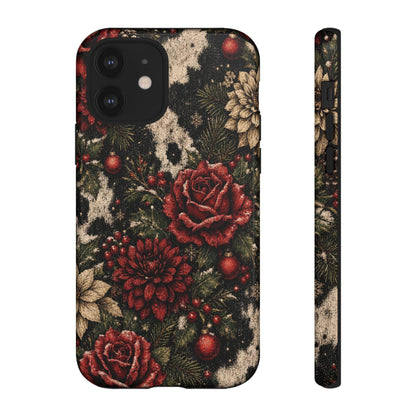 Cowhide Christmas Roses Tough Case