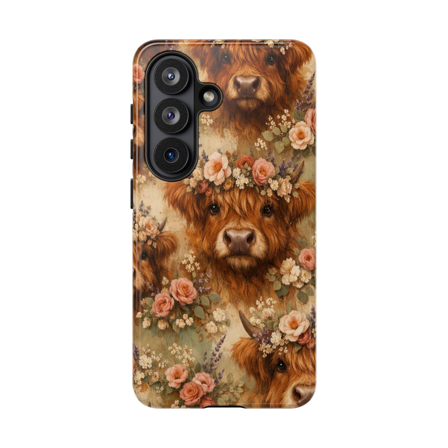 Floral Highland Cow Tough Case