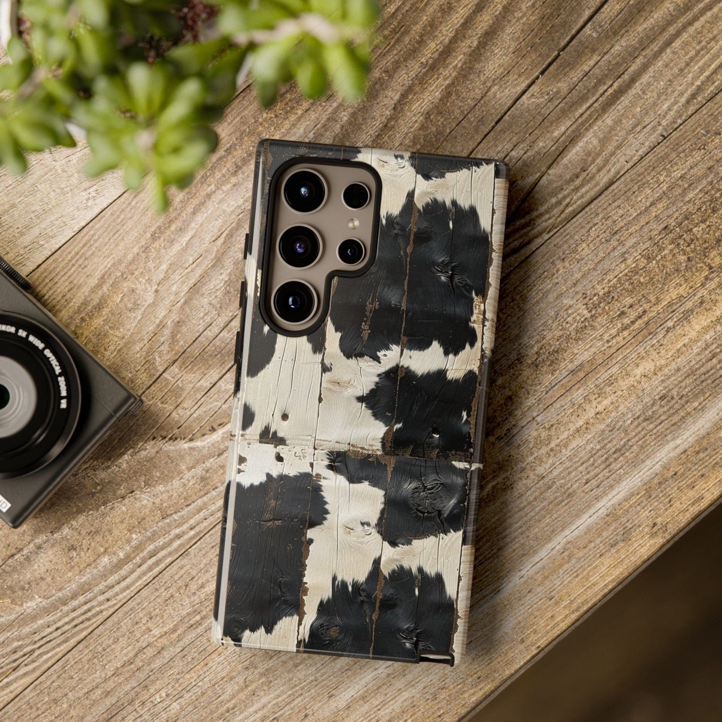 Black Wooden Cowhide Phone Case