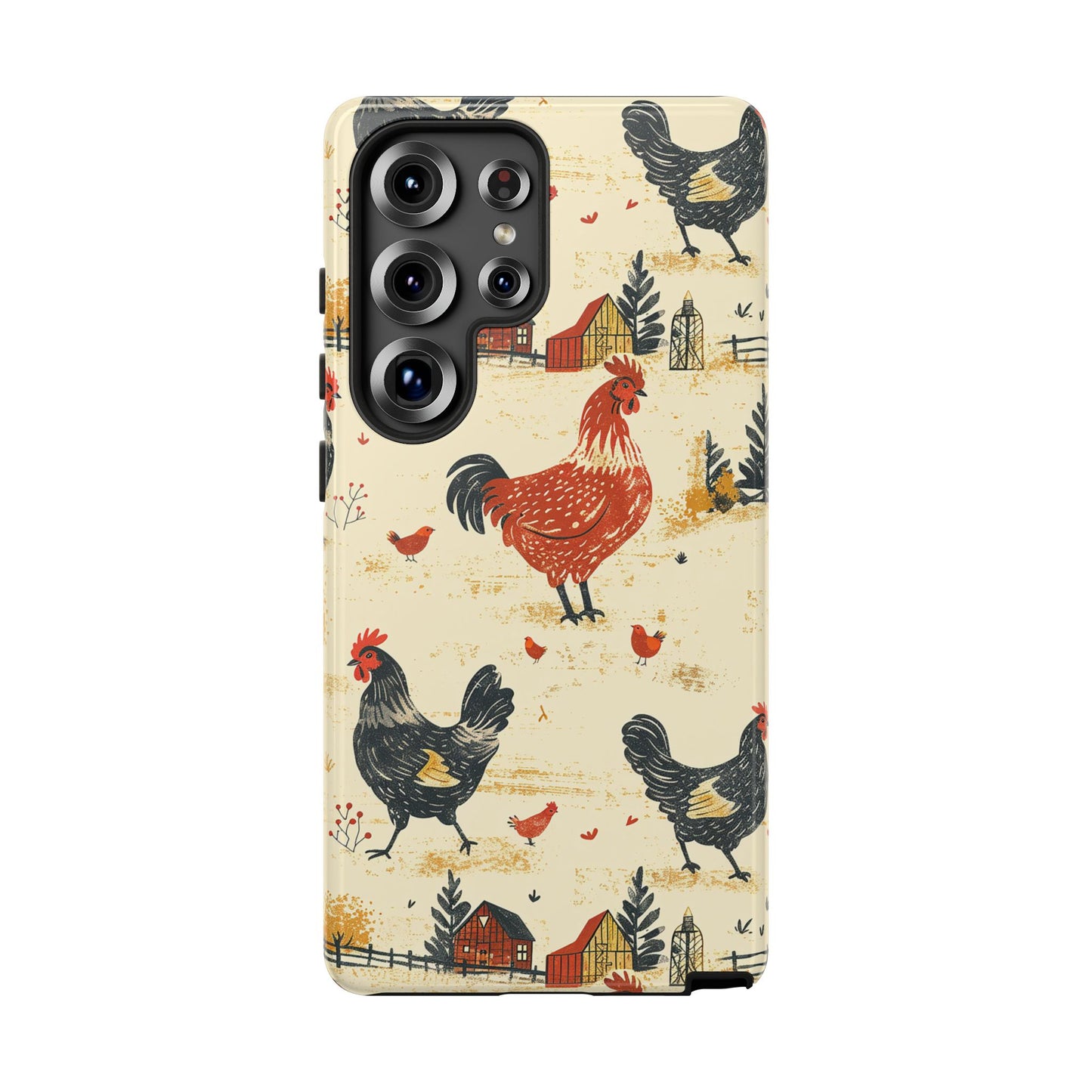 Red Black Chickens Tough Phone Case
